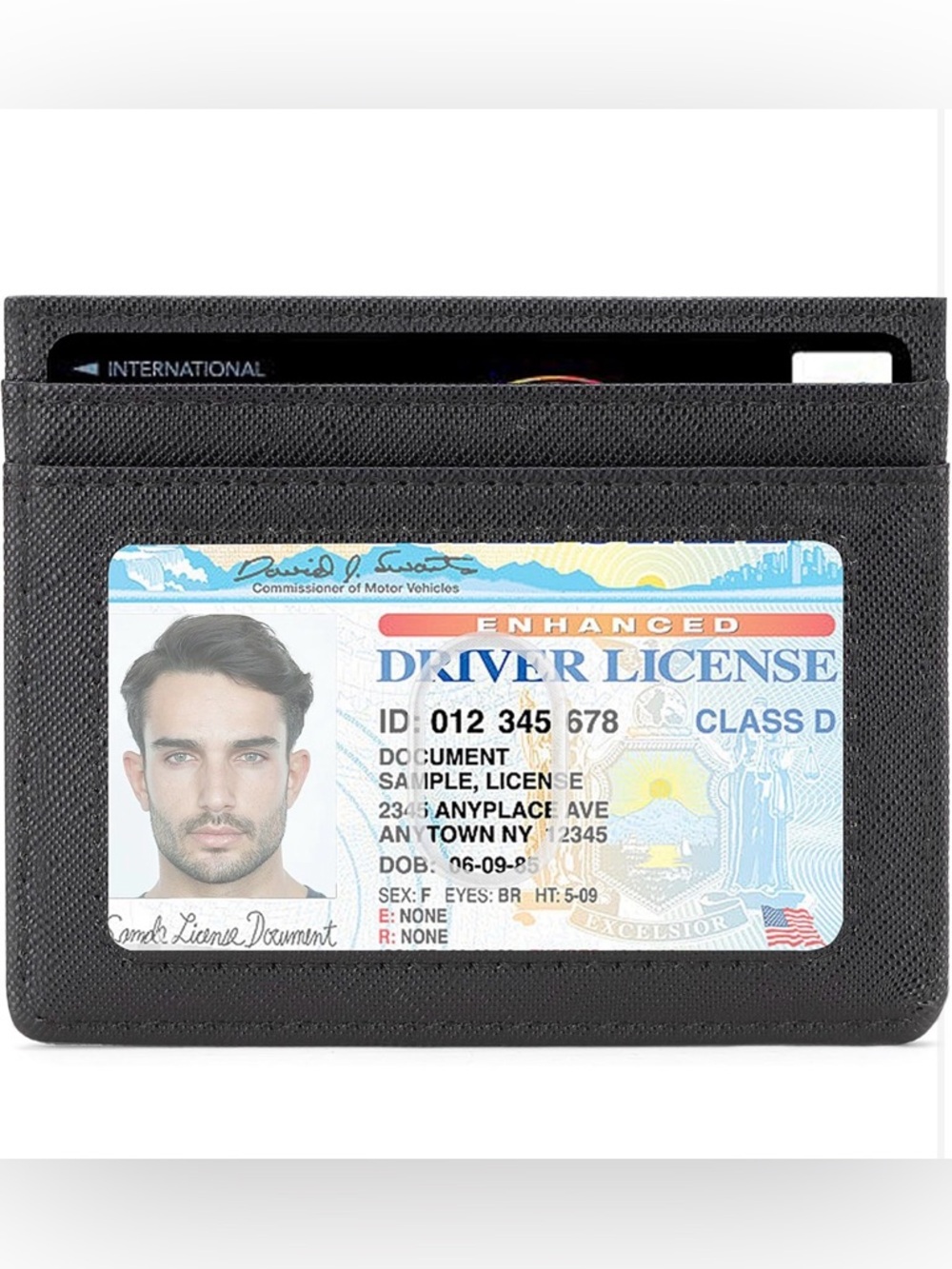 Black Unisex Card Holder - Picture 2 of 7